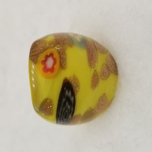 Murano Style Glass Millefiori Flowered Multicolored Dome Cocktail Ring US Seller